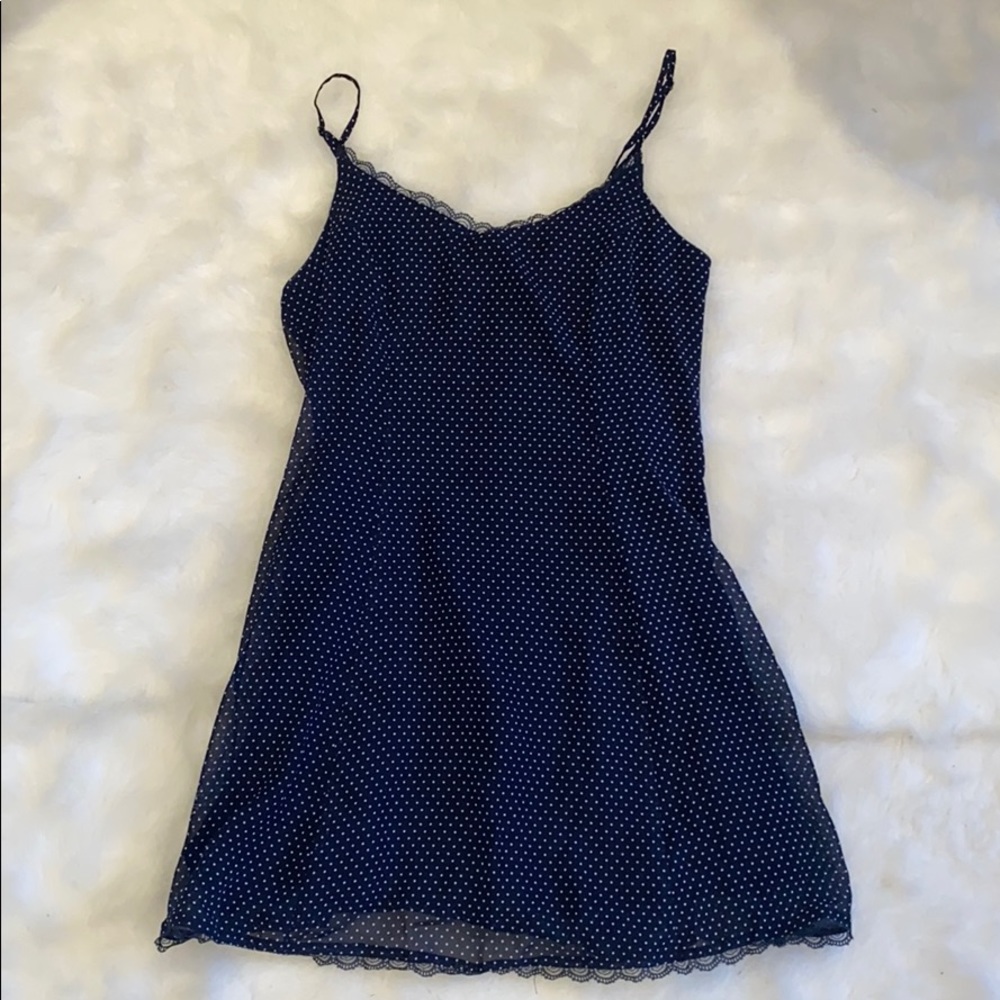 polka dot navy dress